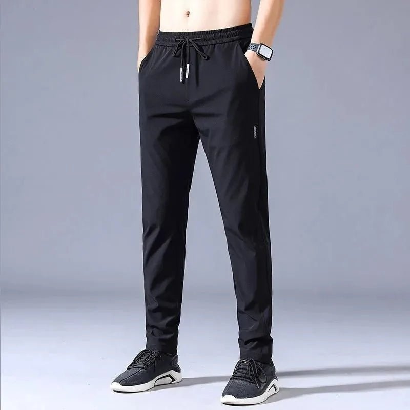 Lichte heren business casual broek met rechte pijpen en elastische taille