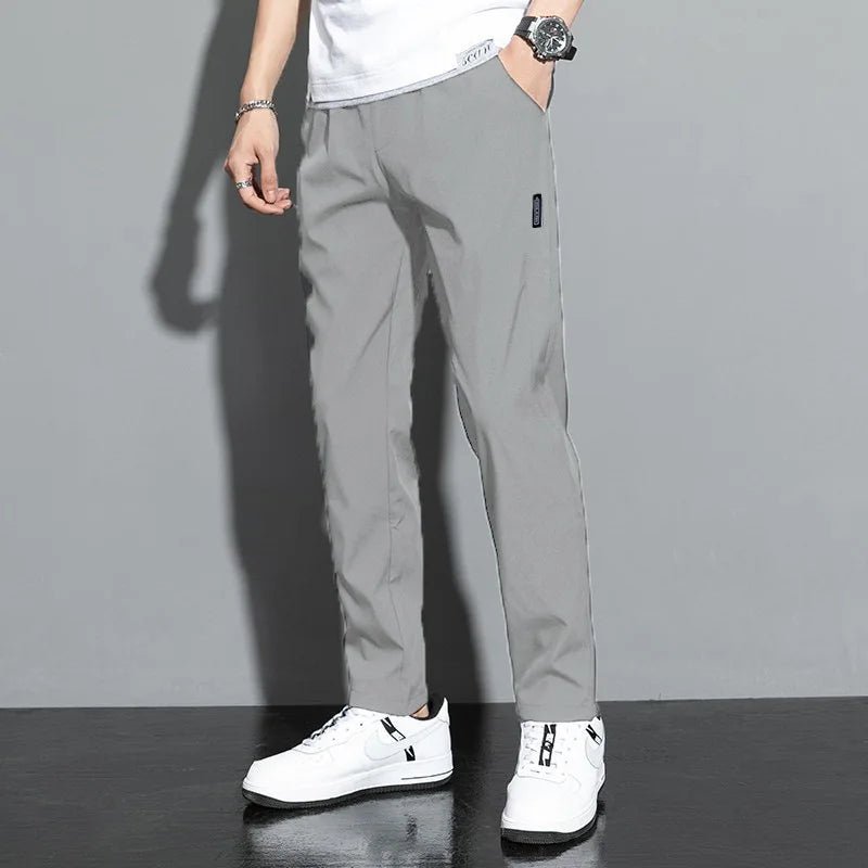 Men's Pants 2025 Summer New Black Gray Thin Business Casual Pants Outdoor Elastic Breathable Straight Leg Sweatpants - Spotlights shopping