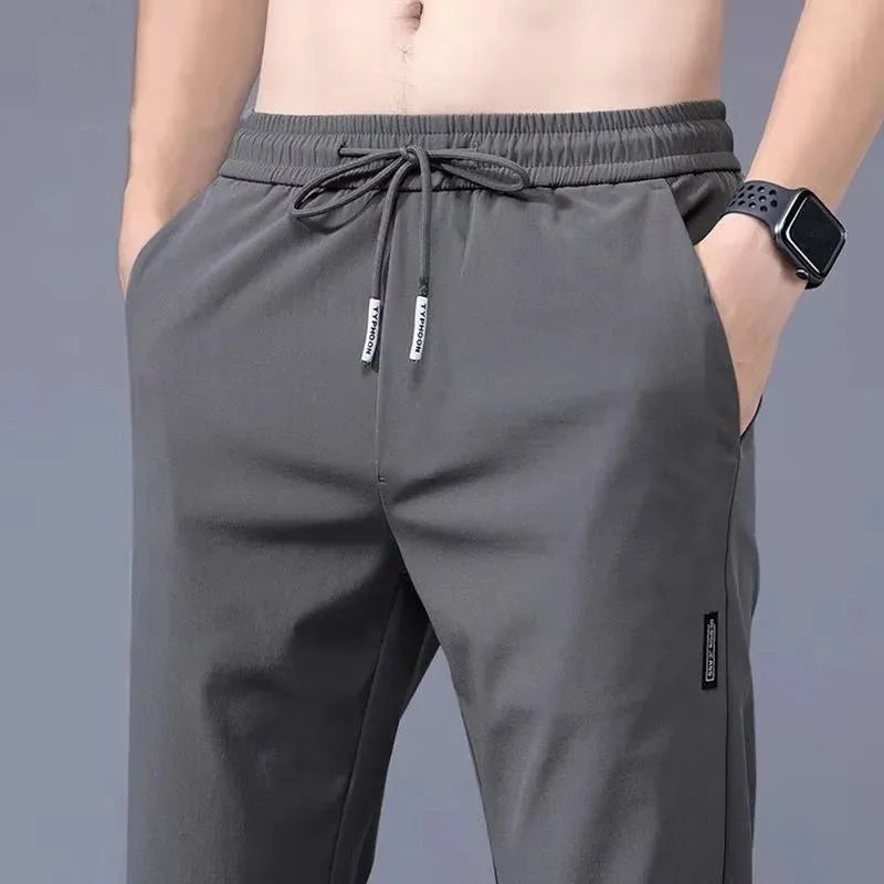 Men's Pants 2025 Summer New Black Gray Thin Business Casual Pants Outdoor Elastic Breathable Straight Leg Sweatpants - Spotlights shopping