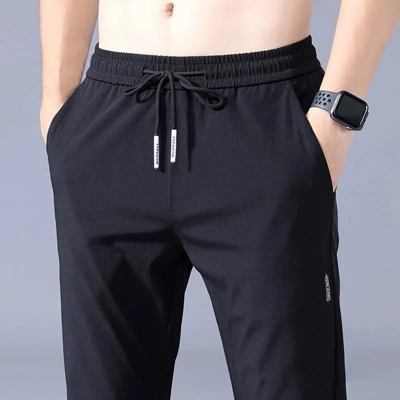 Men's Pants 2025 Summer New Black Gray Thin Business Casual Pants Outdoor Elastic Breathable Straight Leg Sweatpants - Spotlights shopping