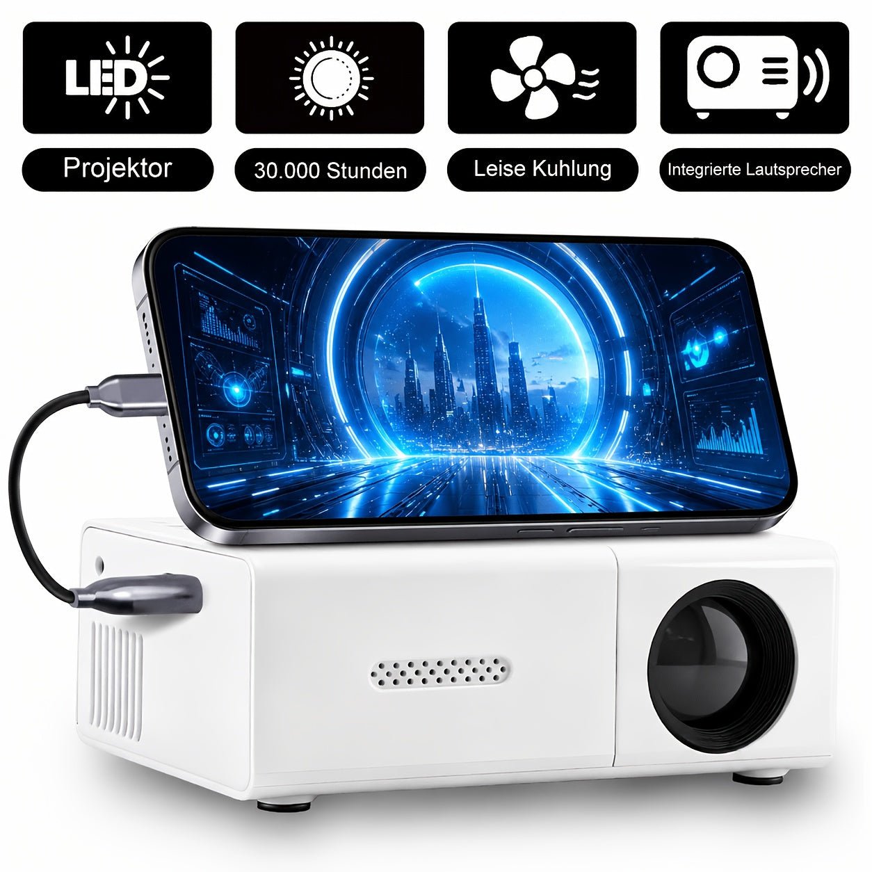 Mini Beamer – Draagbare Projector voor Films & Gaming - Spotlights shopping