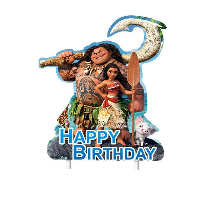 Moana taartdecoratie met cupcake toppers voor een kinderverjaardag