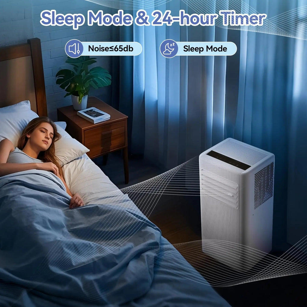Mobiele airco 10000 BTU in wit met actief koolstoffilter voor krachtige verkoeling van woonruimtes