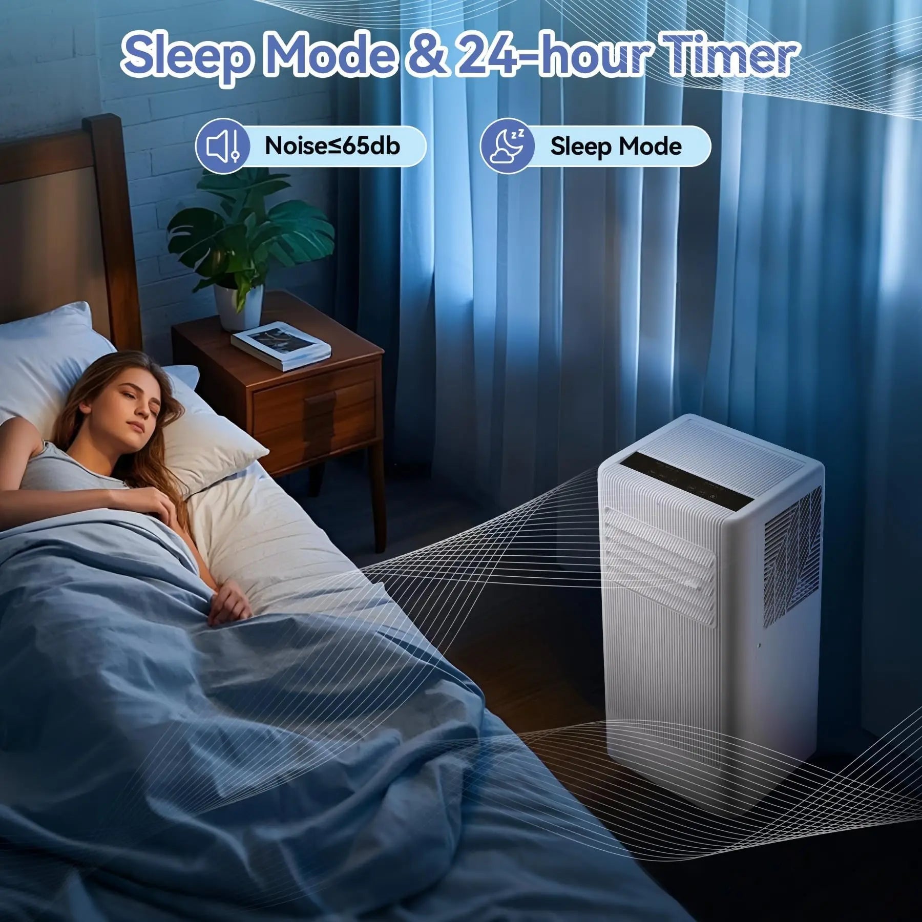 Mobiele airco 10000 BTU in wit met actief koolstoffilter voor krachtige verkoeling van woonruimtes