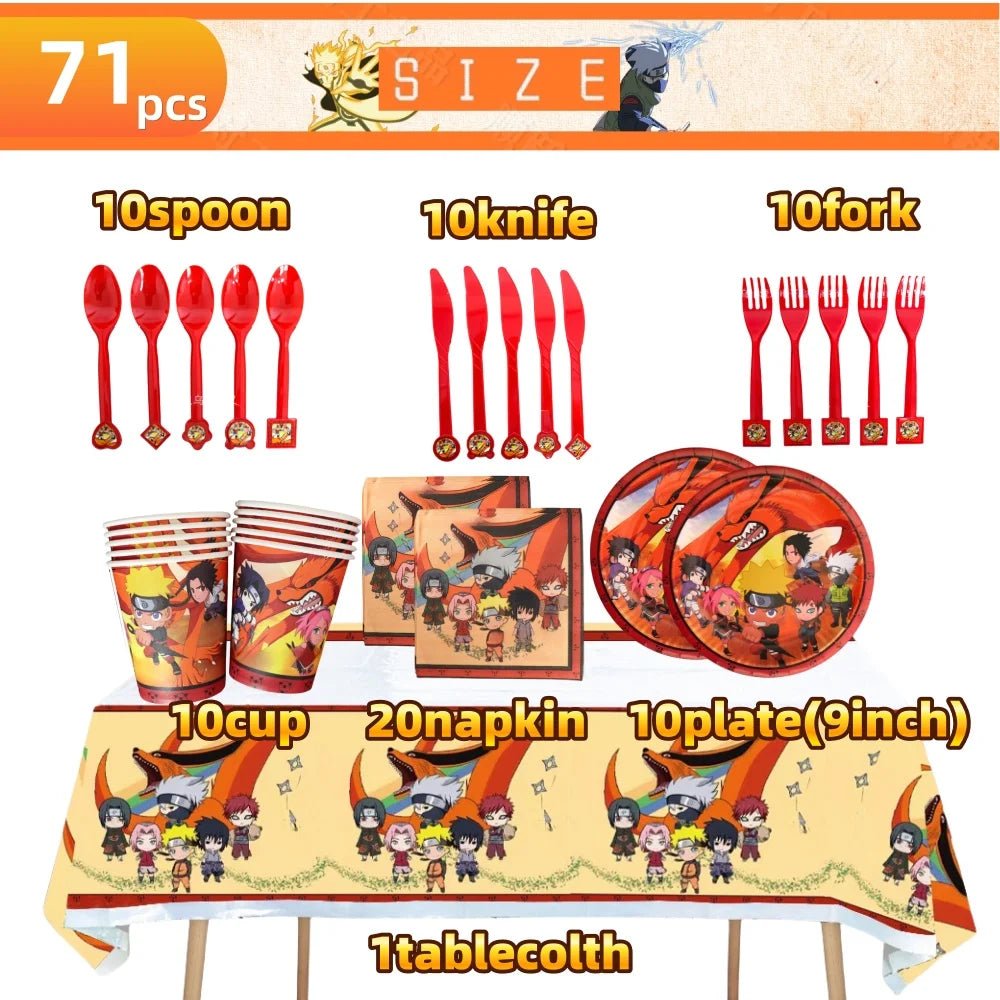 Naruto feestservies set met bekers, borden en servetten voor een anime verjaardagsfeest