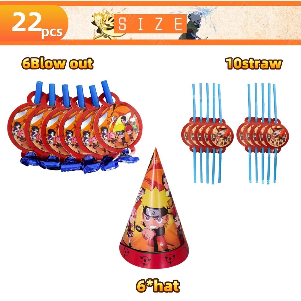 Naruto feestservies set met bekers, borden en servetten voor een anime verjaardagsfeest
