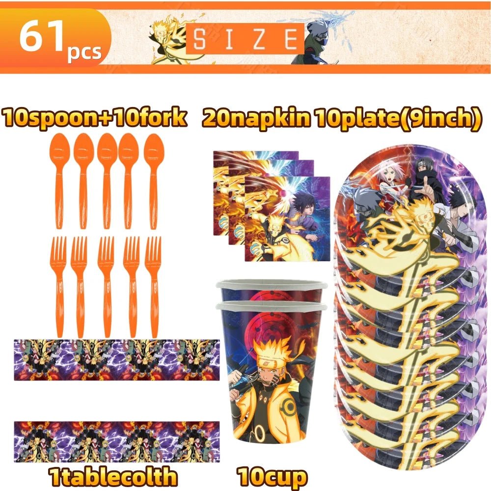 Naruto feestservies set met bekers, borden en servetten voor een anime verjaardagsfeest