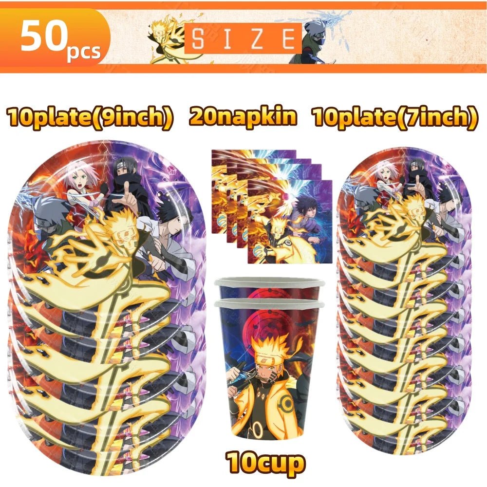 Naruto feestservies set met bekers, borden en servetten voor een anime verjaardagsfeest