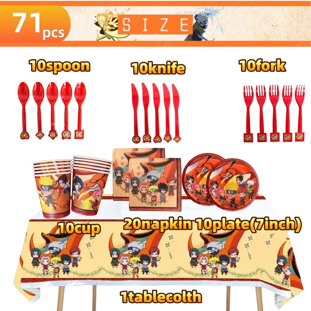 Naruto feestservies set met bekers, borden en servetten voor een anime verjaardagsfeest