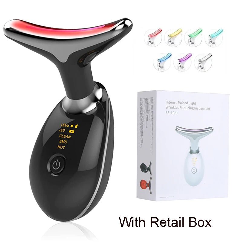 Neck Face Beauty Device Lifting Photon Therapy Vibration Facial Massager Double Anti Wrinkles Device Tightening Neck Skin Care - Spotlights shopping