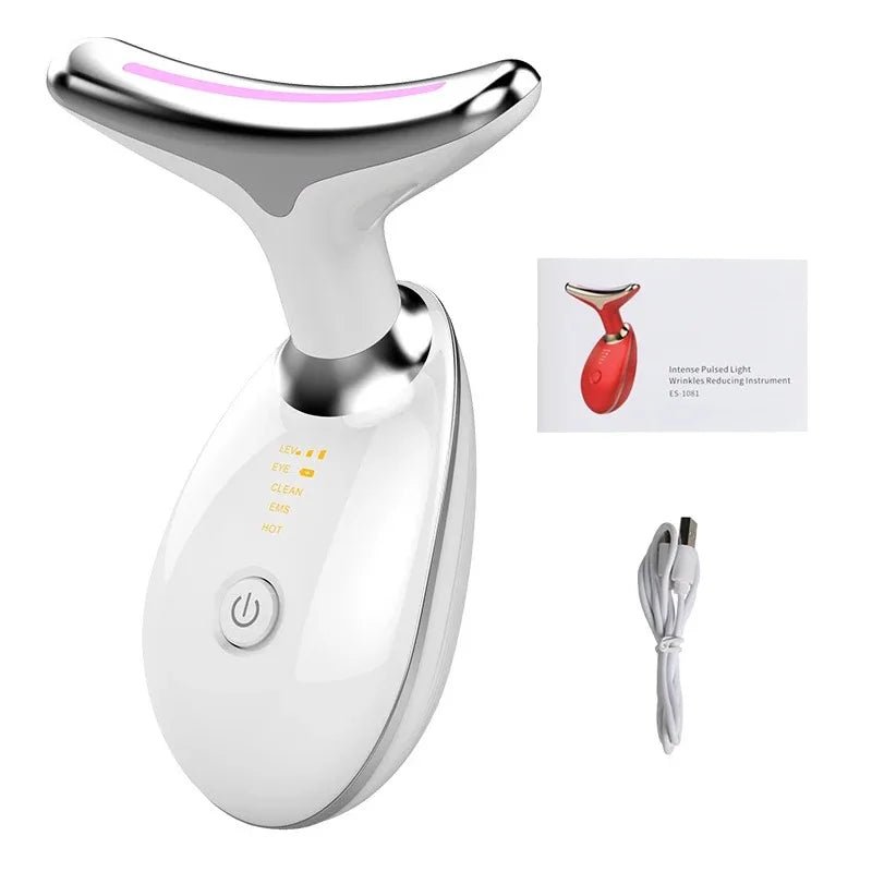 Neck Face Beauty Device Lifting Photon Therapy Vibration Facial Massager Double Anti Wrinkles Device Tightening Neck Skin Care - Spotlights shopping