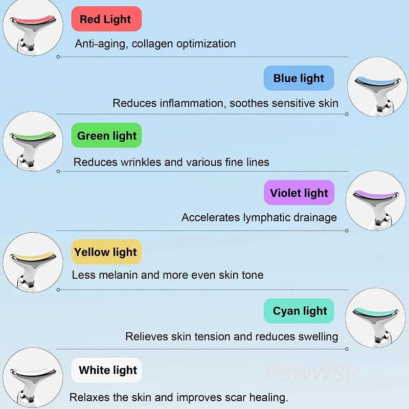 Neck Face Beauty Device Lifting Photon Therapy Vibration Facial Massager Double Anti Wrinkles Device Tightening Neck Skin Care - Spotlights shopping