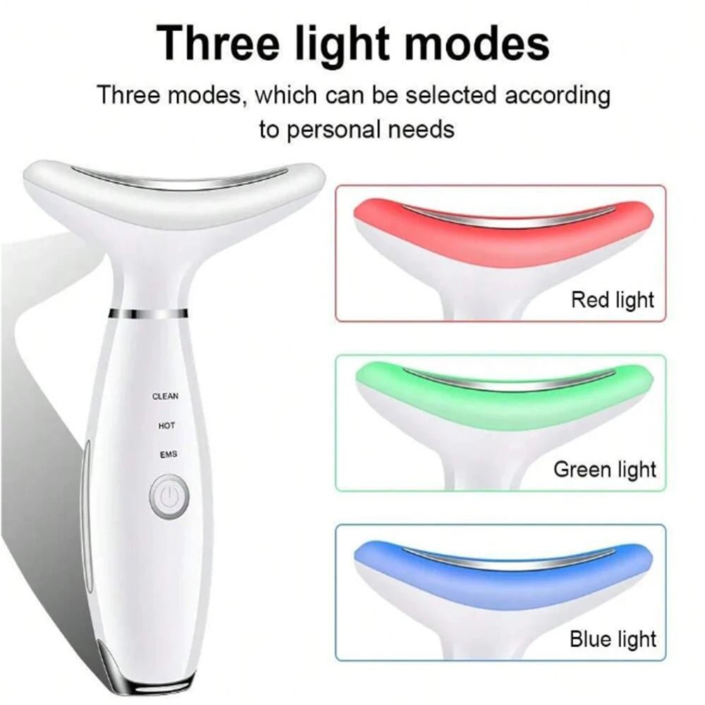 Neck Face Beauty Device Lifting Photon Therapy Vibration Facial Massager Double Anti Wrinkles Device Tightening Neck Skin Care - Spotlights shopping