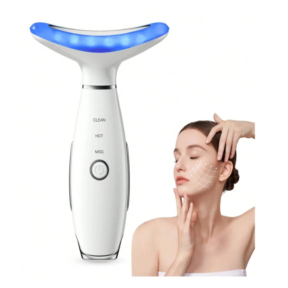 Neck Face Beauty Device Lifting Photon Therapy Vibration Facial Massager Double Anti Wrinkles Device Tightening Neck Skin Care - Spotlights shopping