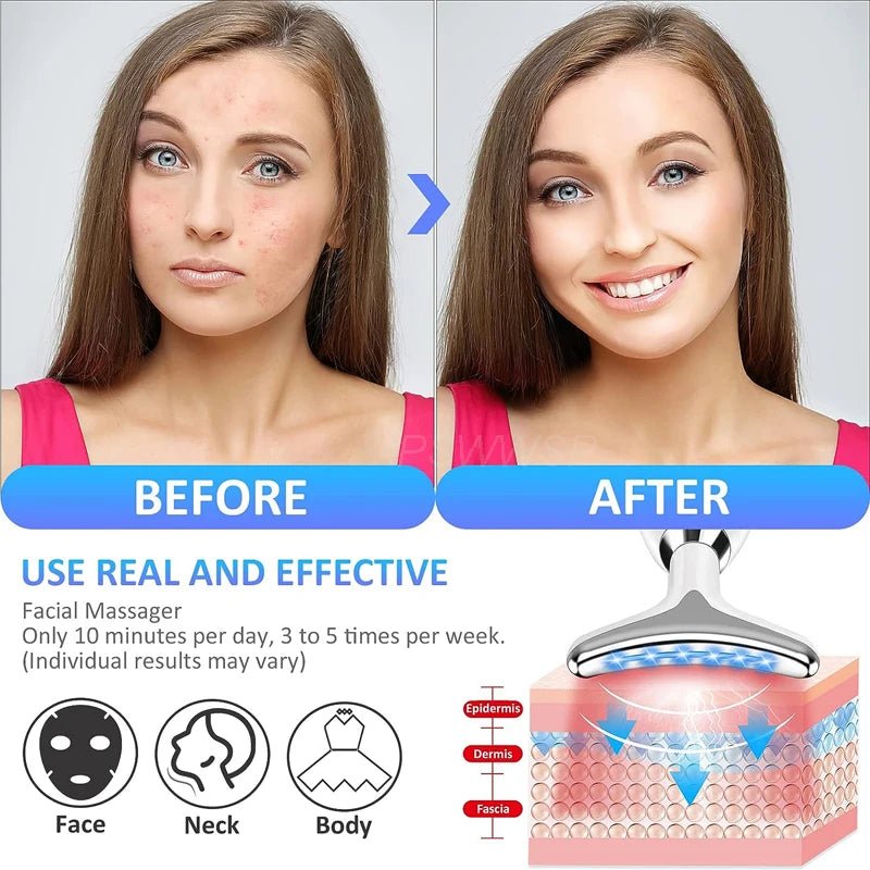 Neck Face Beauty Device Lifting Photon Therapy Vibration Facial Massager Double Anti Wrinkles Device Tightening Neck Skin Care - Spotlights shopping