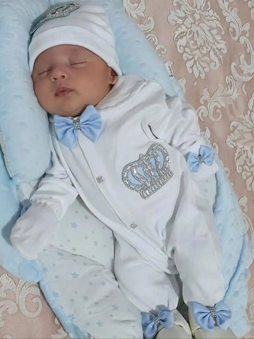 5-delige babykledingset van katoen met romper, broek, shirt en muts voor pasgeboren baby's