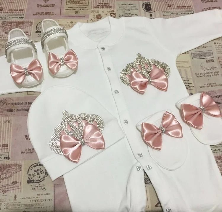 5-delige babykledingset van katoen met romper, broek, shirt en muts voor pasgeboren baby'sg