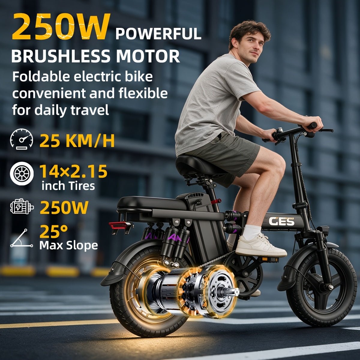 NINEDAY Opvouwbare Elektrische Fiets 250W - Spotlights shopping