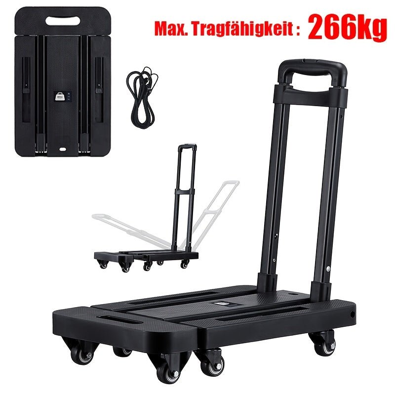 Opvouwbare Handkar – Draagvermogen 266 kg, 6 Wielen en Elastische Touwen - Spotlights shopping