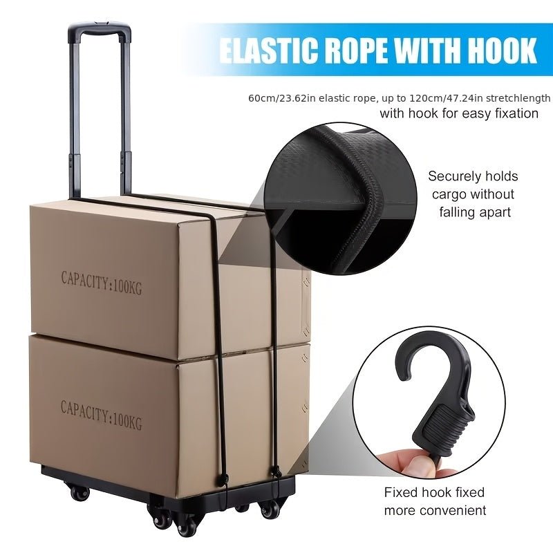 Opvouwbare Handkar – Draagvermogen 266 kg, 6 Wielen en Elastische Touwen - Spotlights shopping