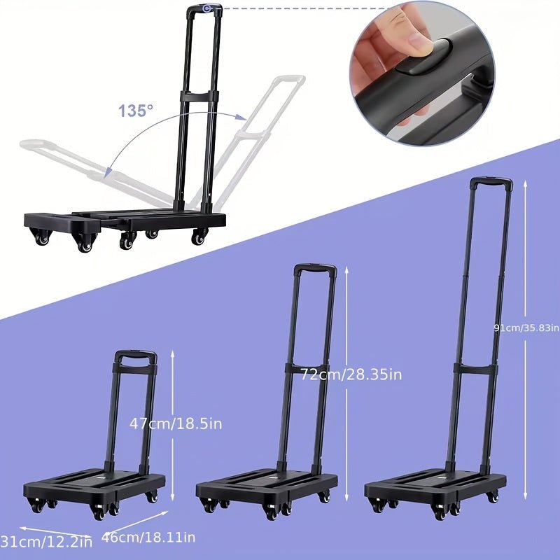 Opvouwbare Handkar – Draagvermogen 266 kg, 6 Wielen en Elastische Touwen - Spotlights shopping