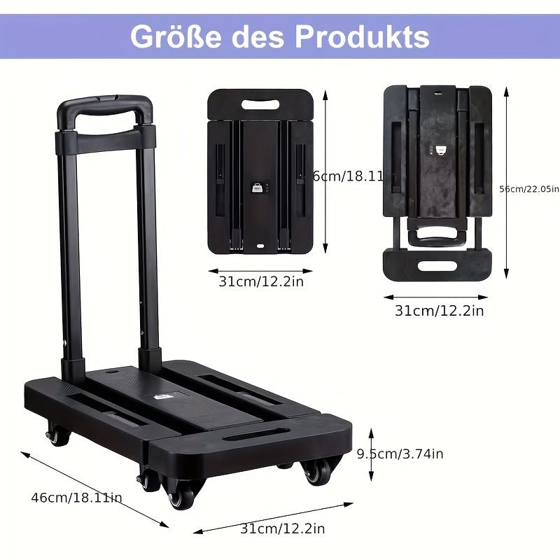 Opvouwbare Handkar – Draagvermogen 266 kg, 6 Wielen en Elastische Touwen - Spotlights shopping