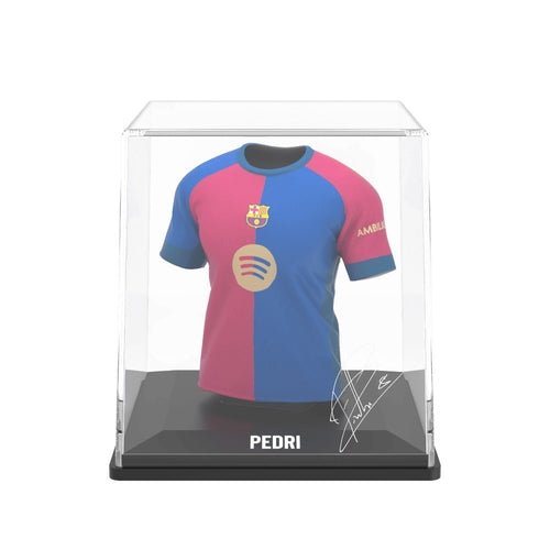 Pedri FC Barcelona 2024/2025 officieel mini voetbalshirt met Augmented Reality en displaycase