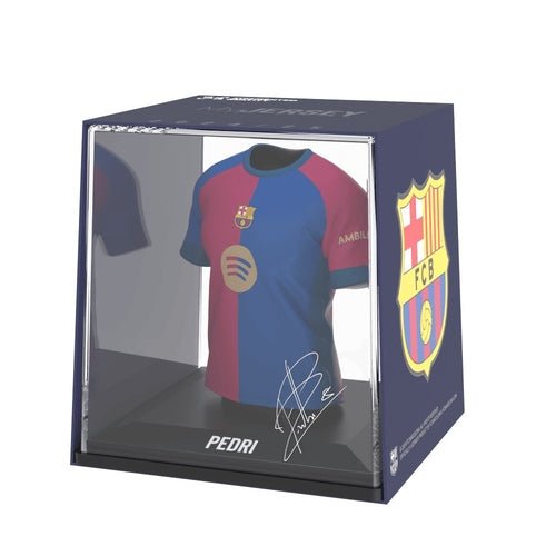 Pedri FC Barcelona 2024/2025 officieel mini voetbalshirt met Augmented Reality en displaycase