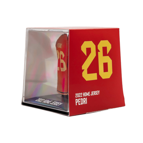 Pedri Spanje 2022 officieel mini voetbalshirt verzamelobject met Augmented Reality en displaycase