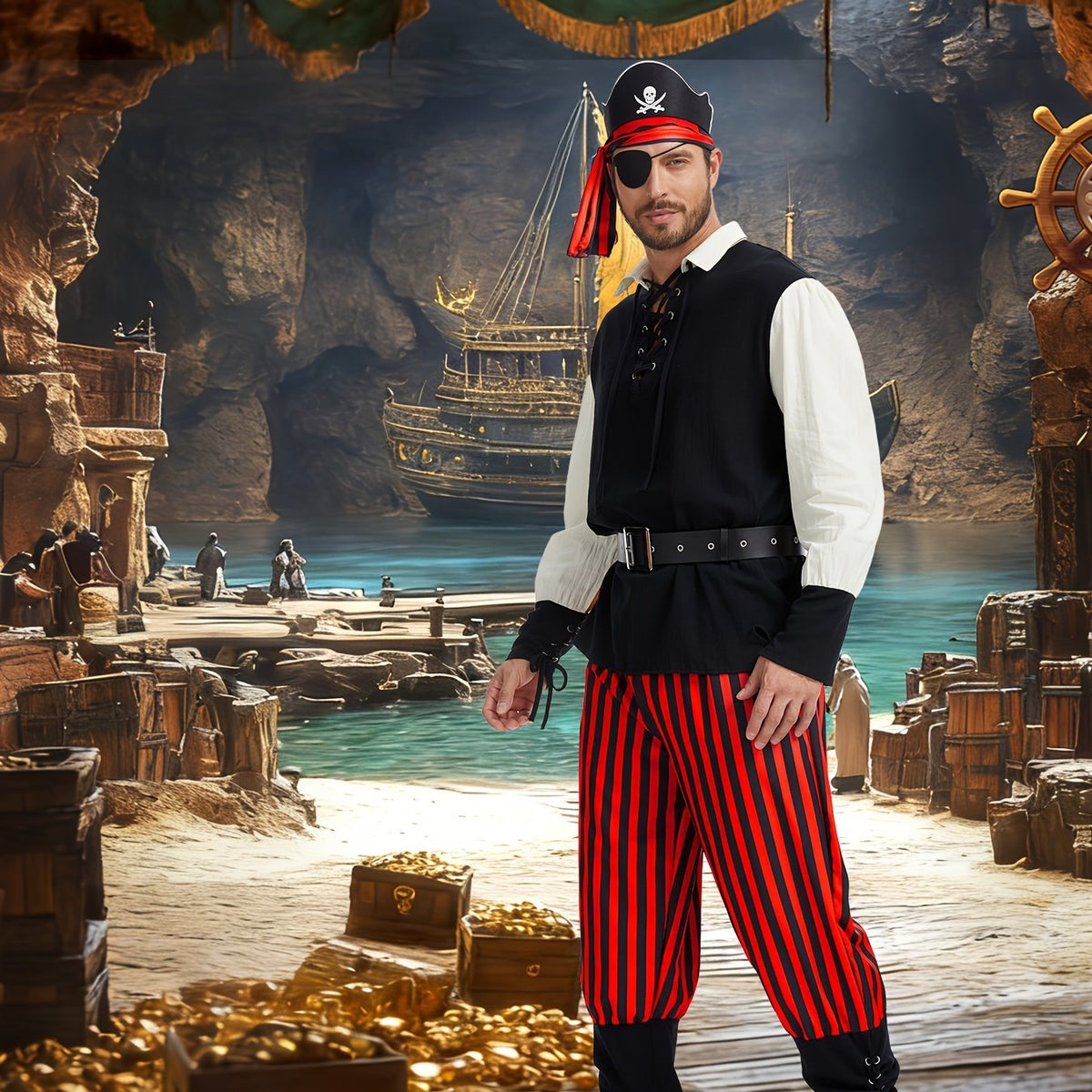 Piratenkostuum Heren – Middeleeuwse Renaissance Halloween Outfit - Spotlights shopping