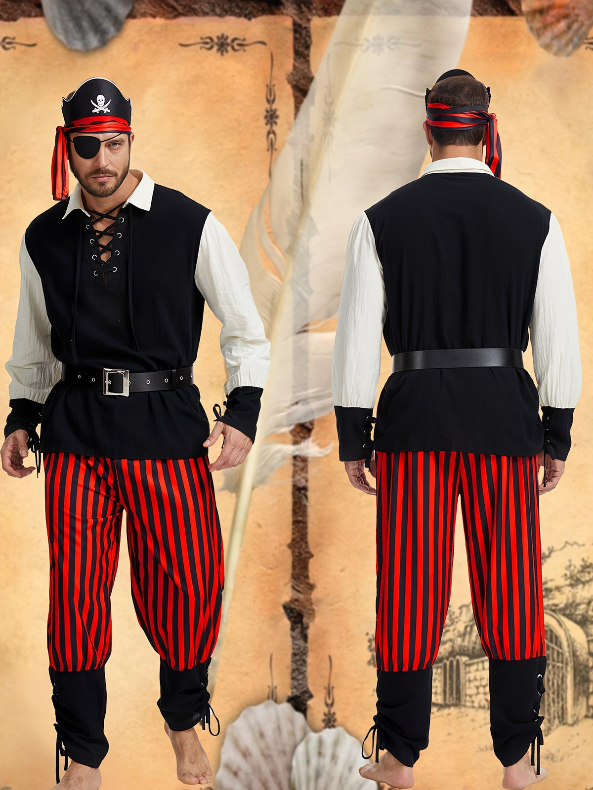 Piratenkostuum Heren – Middeleeuwse Renaissance Halloween Outfit - Spotlights shopping