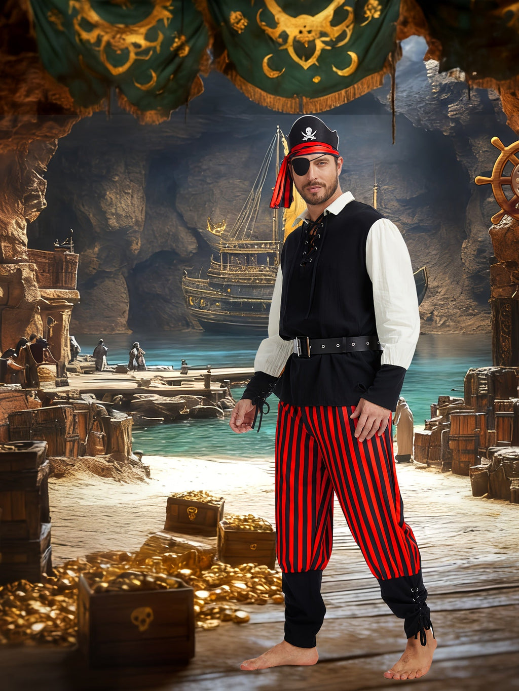 Piratenkostuum Heren – Middeleeuwse Renaissance Halloween Outfit - Spotlights shopping