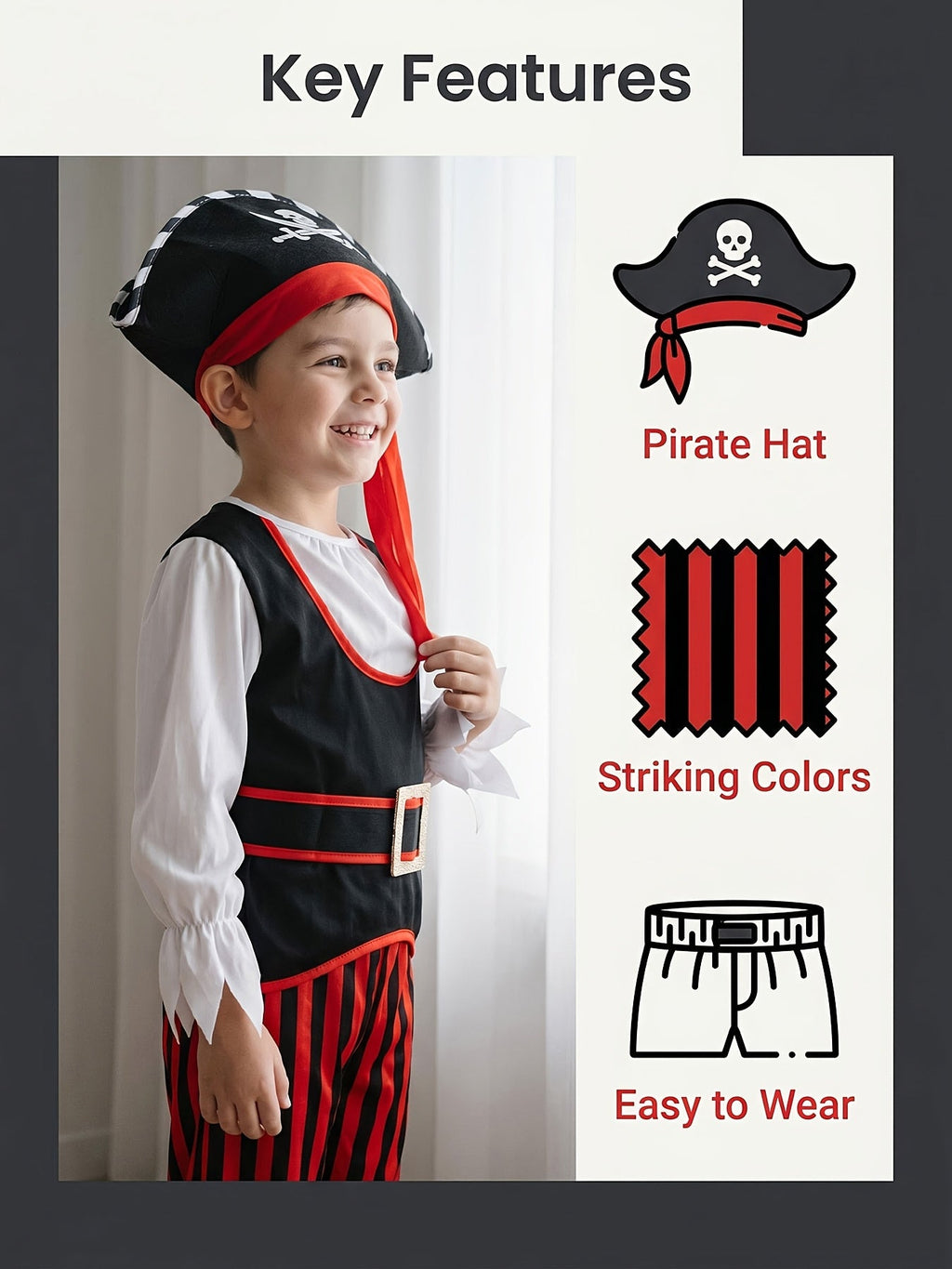 Piratenkostuum voor kinderen voor Halloween en verkleedfeesten