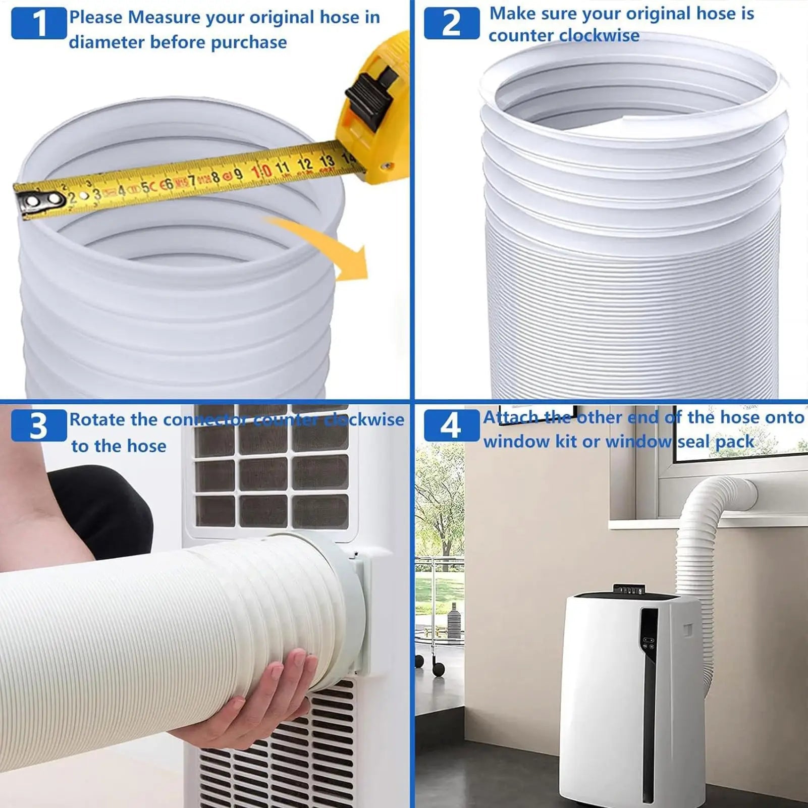 Universele airco slang connector voor mobiele airconditioners met 13 cm en 15 cm afvoerslang