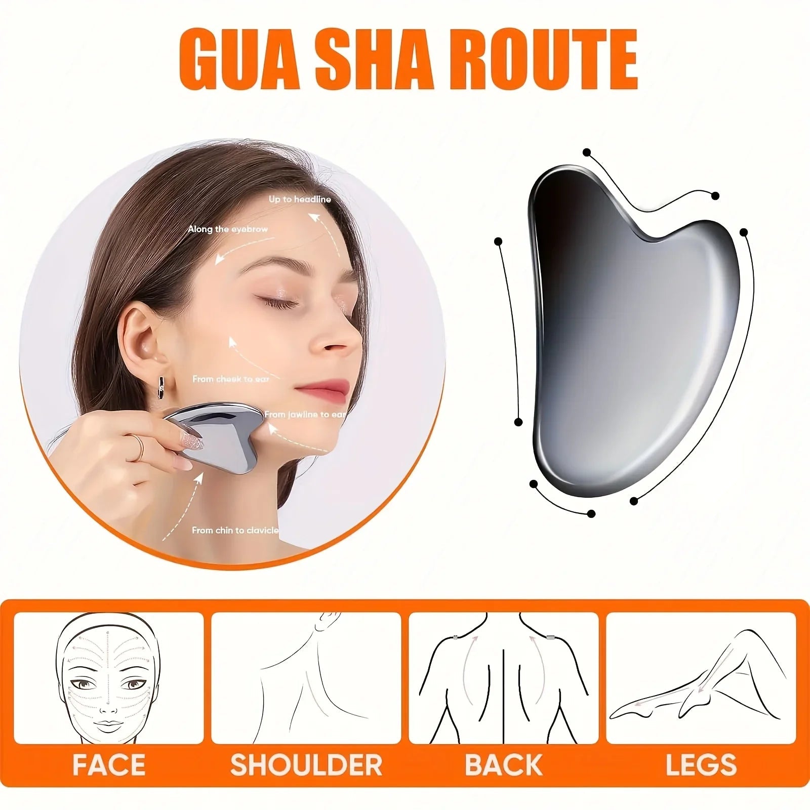 Premium RVS Gua Sha Gezichtsmassage Tool – Roestvrijstalen Face & Eye Massager - Spotlights shopping