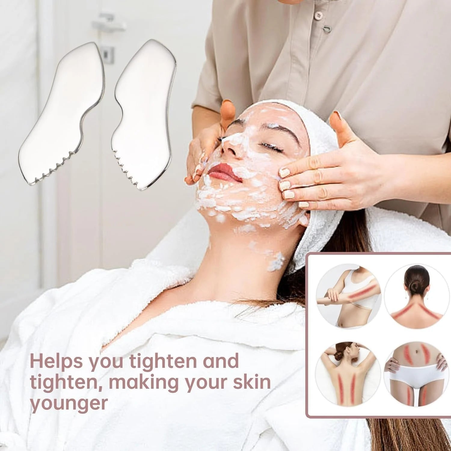 Premium RVS Gua Sha Set 4-delig – Gezichts-, Hals- & Lichaamsmassage Tools - Spotlights shopping