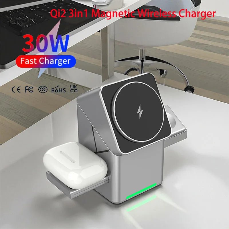 Qi2 3-in-1 draadloze oplader 15W voor iPhone en Watch