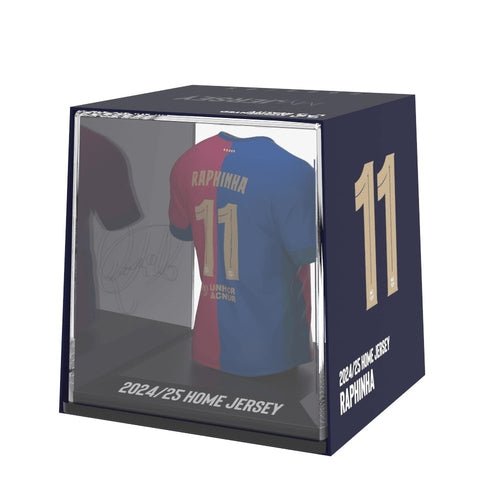 Raphinha FC Barcelona My Jersey 2024/2025 officieel gelicentieerd mini voetbalshirt met display case en AR