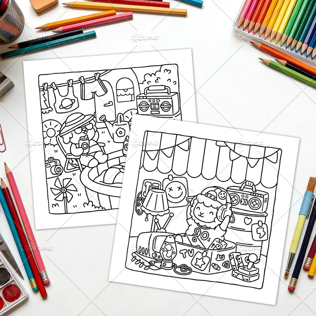 Retro Jaren 90 Kleurboek voor Volwassenen – Cozy & Eenvoudig - Spotlights shopping