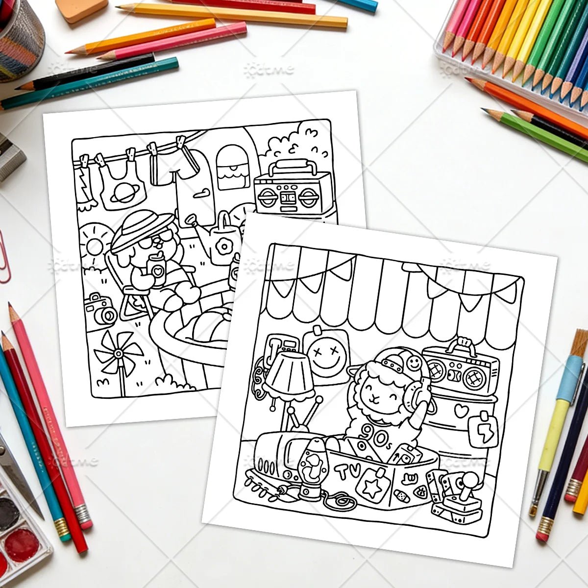 Retro Jaren 90 Kleurboek voor Volwassenen – Cozy & Eenvoudig - Spotlights shopping