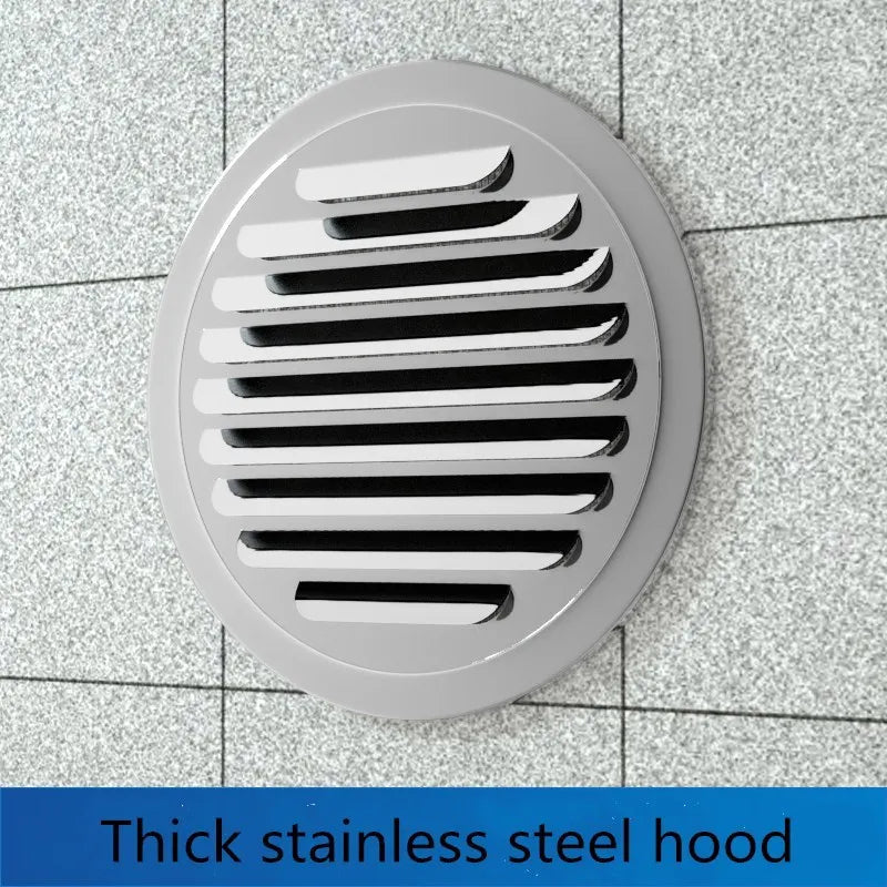 RVS rond ventilatierooster voor buitenmuur geschikt voor ventilatiekanalen van 70 tot 200 mm