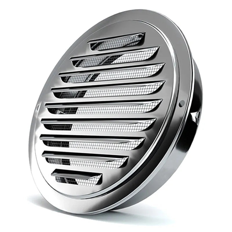 RVS rond ventilatierooster voor buitenmuur geschikt voor ventilatiekanalen van 70 tot 200 mm