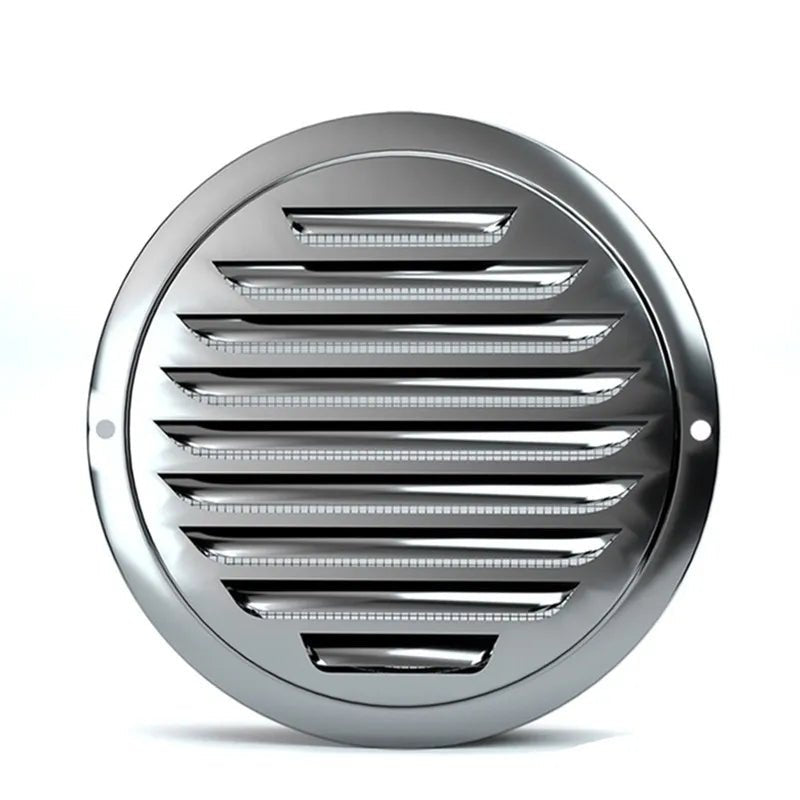 RVS rond ventilatierooster voor buitenmuur geschikt voor ventilatiekanalen van 70 tot 200 mm