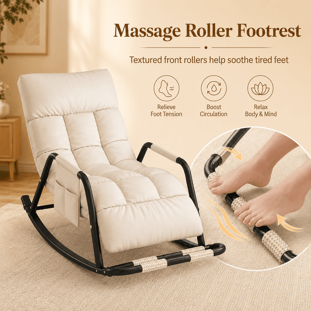 Schommel Relaxfauteuil met Opvouwbare Voetenbank - Spotlights shopping