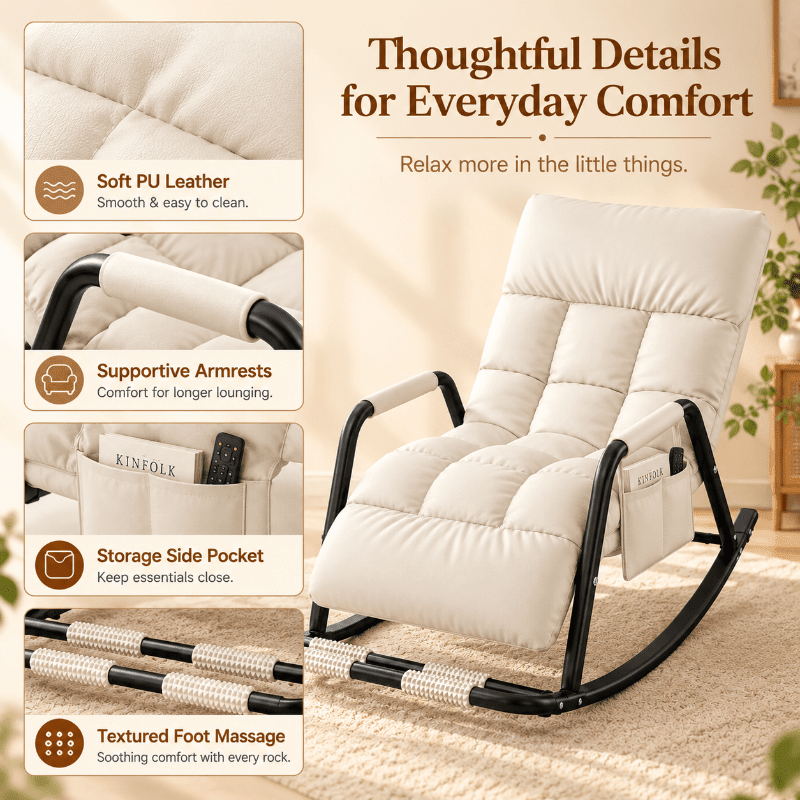 Schommel Relaxfauteuil met Opvouwbare Voetenbank - Spotlights shopping