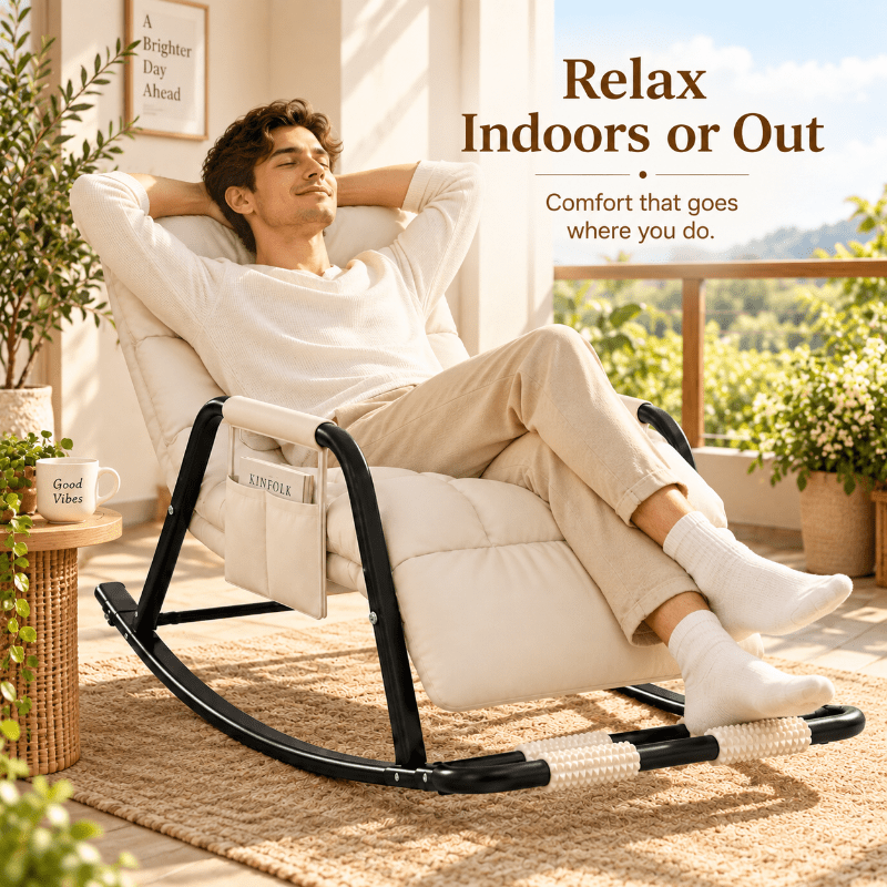 Schommel Relaxfauteuil met Opvouwbare Voetenbank - Spotlights shopping