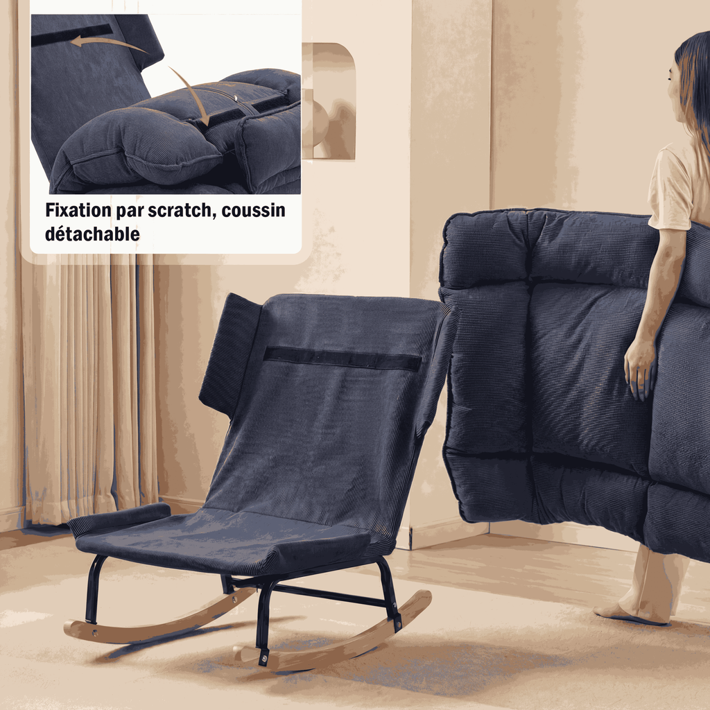 Grote schommelstoel met verstelbare rugleuning en traagschuim