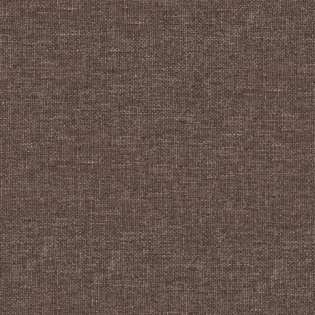 Taupekleurige schommelstoel met zachte stoffen bekleding, houten onderstel en comfortabele armleuningen