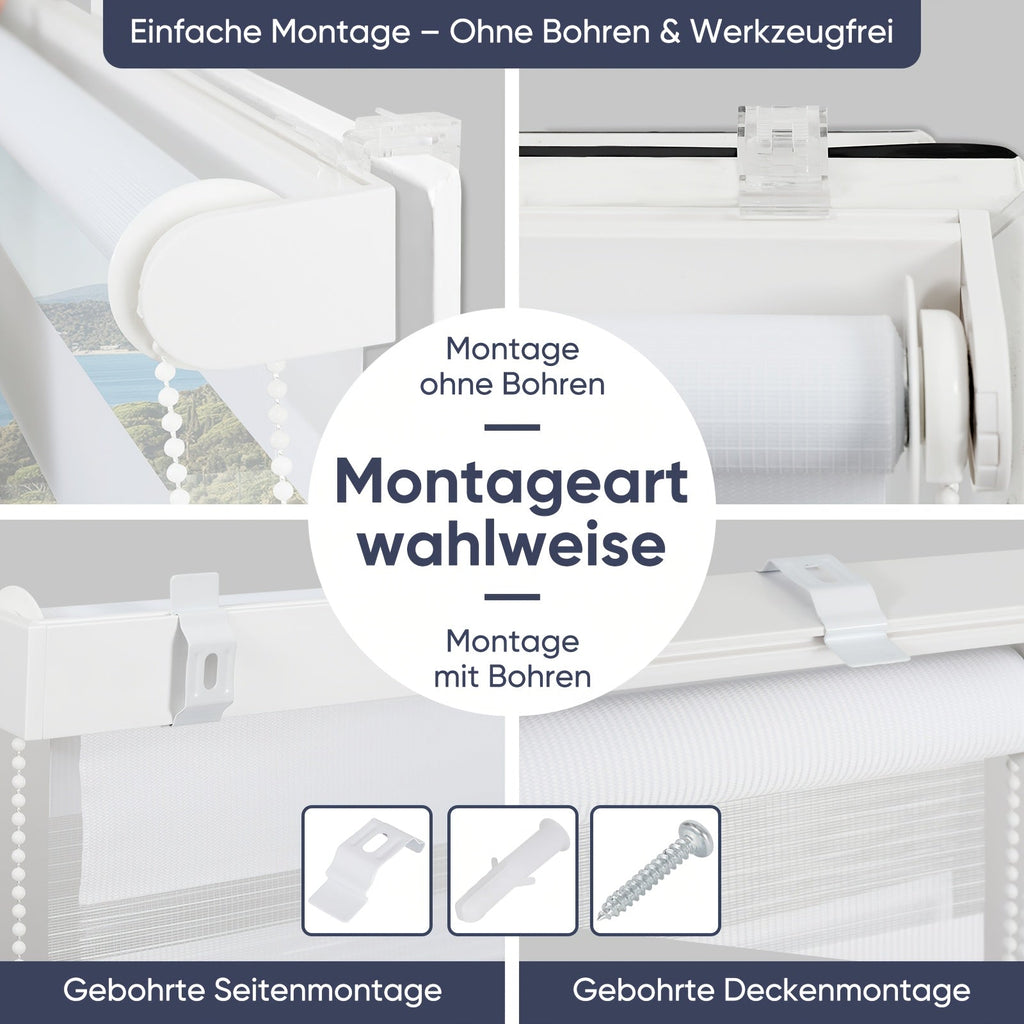 Sekey Duo Rolgordijn Zonder Boren – Clip-On Montage - Spotlights shopping