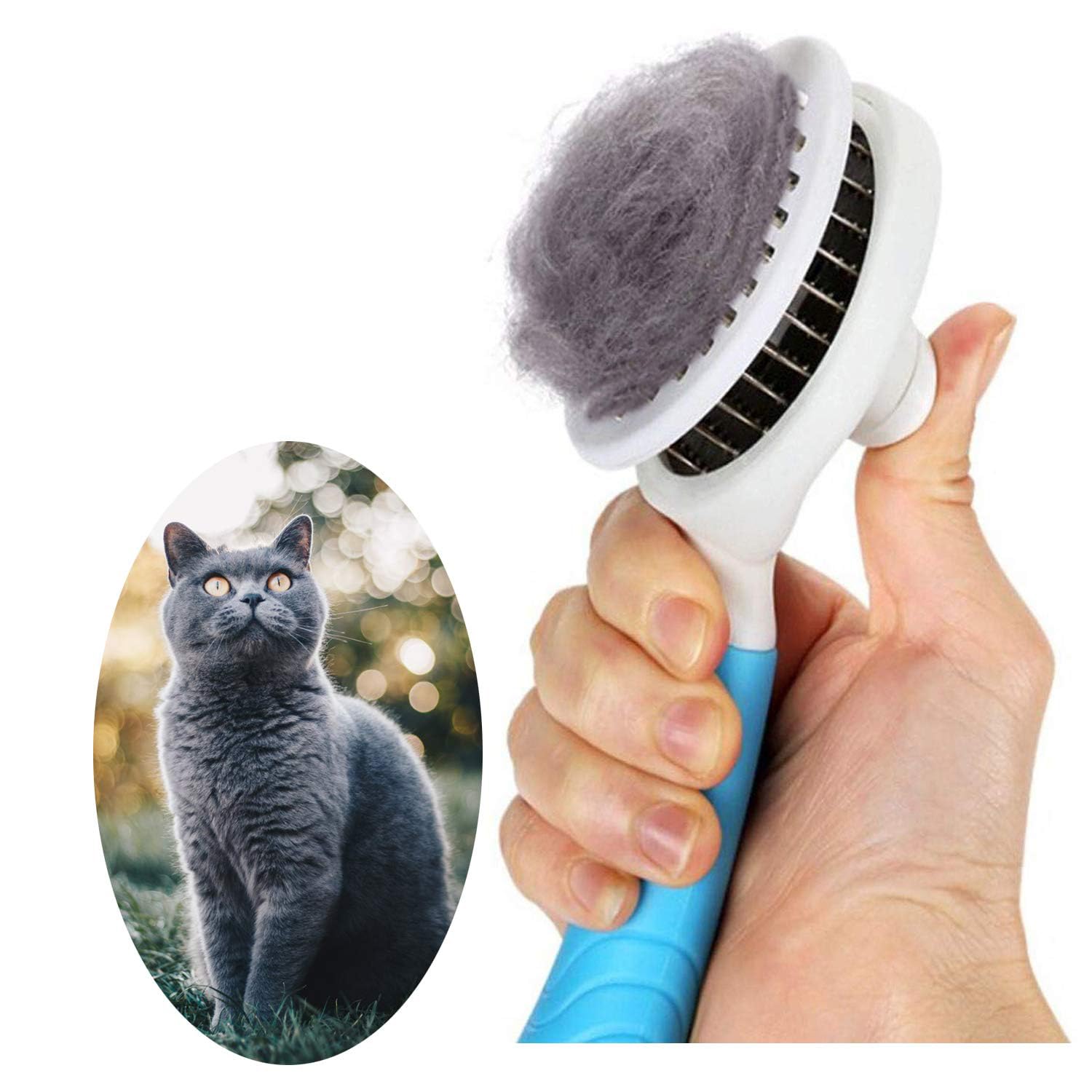 Zelfreinigende slickerborstel voor honden, katten en konijnen voor het verwijderen van losse haren en ondervacht